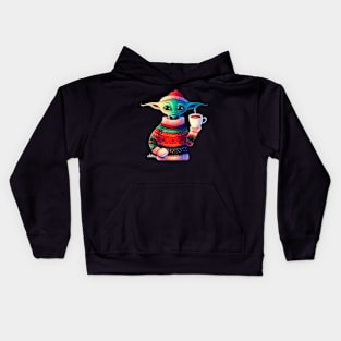 Christmas Funny Alien Wearing Sweater Kids Hoodie